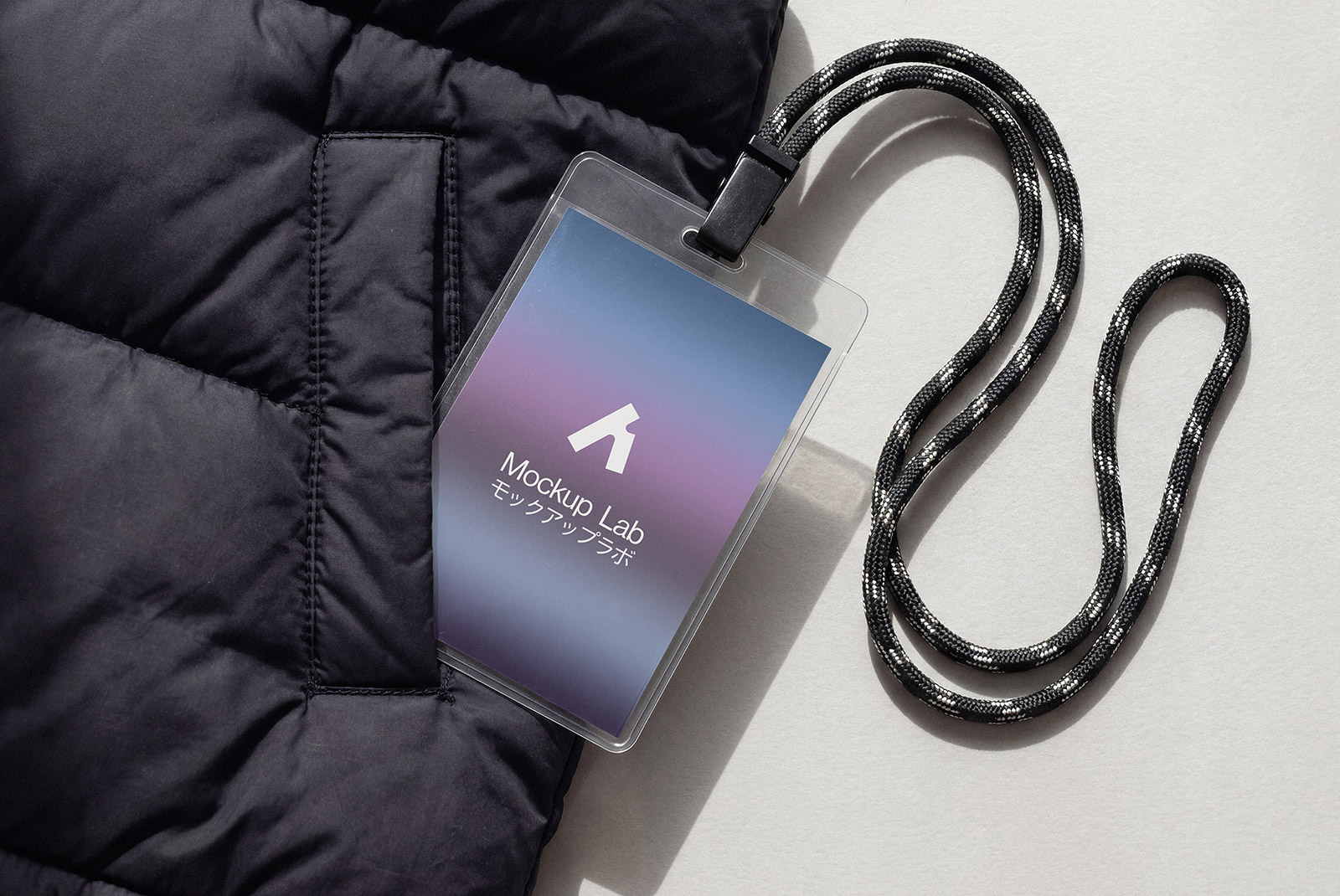 Overhead view of a single round badge mockup with customizable design area.